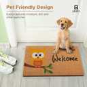 Owl - 17"x29" - Coir Door Mat with Heavy Duty Backing - Welcome Mats for Entryway, Porch - Anti-Slip PVC & Coconut Fiber Surface - Natural Home Accessories, Minimalist Original Design