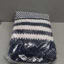 Tindbea Bathroom Rugs Set 2 Piece, Extra Soft and Absorbent Fluffy Striped Chenille Bath Mat Rug Set, Non Slip Bathroom Floor Mat, Machine Washable (20" x 32" Plus 16" x 24", Navy Blue)