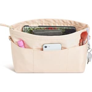 Vercord Premium Nylon Purse Organizer Tote Handbag Insert Organizers Bag in Bag Zipper 13 Pockets, Medium