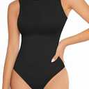 Women's Crew Neck Sleeveless Bodysuits Racerback Halter Tank Top Body Suits for Womens Sexy Going Out Leotards, Size 2XL
