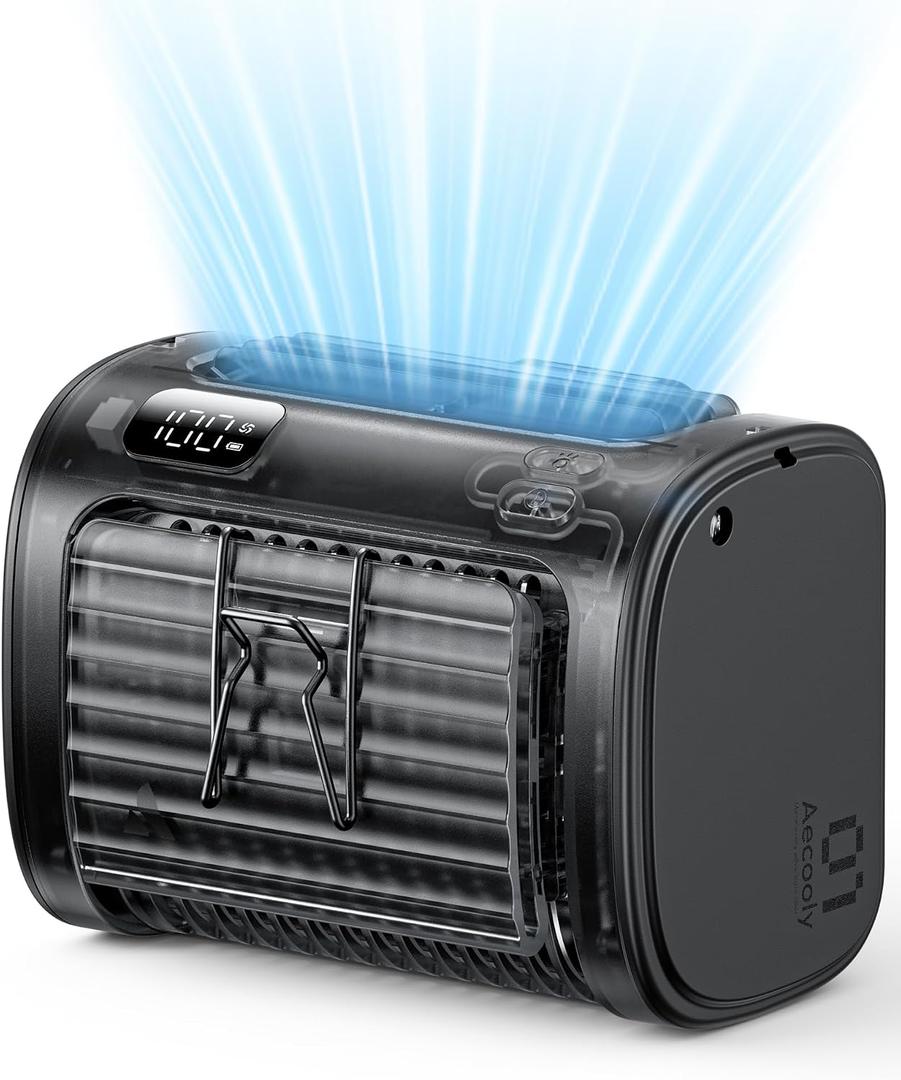 Aecooly Wide-Airflow Portable Waist Fan, 30ft/s Powerful Airflow, 5 Speeds Clip On Belt Shirt Fan with Flashlight, Hands-Free Up to 18H Cooling for Outdoor, Hiking, Jobsite, Farms, Gift for Men-Black