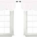 Turquoize Pure White Valance Curtains for Kitchen Scalloped Rod Pocket Winow Valance Curtains Room Darkening Curtain Panels for Small Window, 52" x 18" Inches, 2 Panels, White