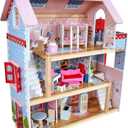KidKraft Chelsea Doll Cottage Wooden Dollhouse with 16 Accessories, Working Shutters, for 5-Inch Dolls