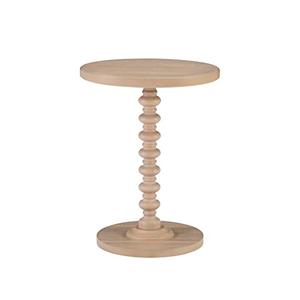 Powell Tarkin Round Natural Wood Turned Spindle Pedestal Side Accent Table