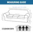 H.VERSAILTEX Modern Velvet Plush 4 Piece High Stretch Sofa Slipcover Furniture Protector Form Fit Luxury Thick Sofa Cover for 3 Cushion Couch, Machine Washable Width Up to 90 Inch(Sofa,Ivory)