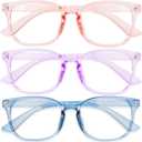 Gaoye Stylish Blue Light Glasses for Woman - Computer Glasses 99% Blue Light Blocking - Lightweight TR90 Frames - 3 pack (A6-pink+purple+blue)