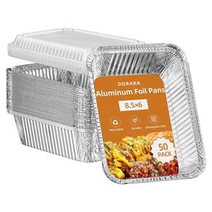 8.5x6 Aluminum Pans with Clear Lids - 38 Pack, 2.25 LB Capacity - Disposable Tin Foil Pans, Food Containers for Heating, Baking Cake, Storing, Roasting, Homemade Breads - Meal Prep, Takeout