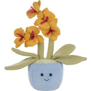 Apricot Lamb Potted Butterfly Orchid Plush Stuffed Flowers for Kids, Soft Cute Plushies Toys for Baby Girl and Boy, Fluffy Potted Butterfly Orchid Yellow