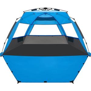 WhiteFang Deluxe XL Pop Up Beach Tent Sun Shade Shelter for 3-4 Person, UV Protection, Extendable Floor with 3 Ventilating Windows Plus Carrying Bag, Stakes, and Guy Lines, X-Large