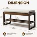 Shoe Rack Bench with Cushion, 2-Tier Entryway Bench with Storage for Front Entrance, Hallway Living Room Bedroom (Walnut, 39.4")