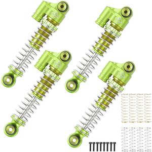 SCX24 Shocks 48MM Oil-Filled Shocks Absorber Aluminum Threaded Absorber Oil Damper With Springs For Axial SCX24 FMS FCX24M Upgrades 1/24 RC Crawler (Green)