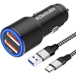 Car Charger Fast Charging for Moto G Stylus 5G 2021 2020/Power 2021 2022 2023,G100/G Pure/G Play/G Fast/G7 Play Power,Edge 2021 2020/Z4 Z3,One 5G Ace,30W Adapter Quick Charge 3.0+6FT USB Cable