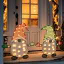Set of 2 Lighted Christmas Gnomes Decorations, 50L 2 FT Stack-able Gnome Christmas Decor for Indoor Outdoor Festive Xmas Holiday Garden Yard Lawn