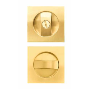 Pocket Door Hardware Gold, Pocket Door Lock, Pocket Door Latch, Brushed Gold Contemporary Sliding Pocket Door with Privacy Lock for Bathroom & Bedroom (1 Pack, Square) 