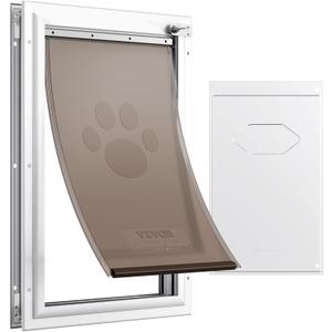 VEVOR Pet Door for Interior and Exterior Doors, Aluminum Frame, Metal Closing Panel and Lock, Strong and Durable Dog Door, Pet Door Suitable for Extra Large Dogs (White-Extra Large)