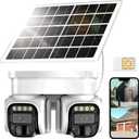 No WiFi Security Camera, 4G LTE Cellular Security Camera, 2K Solar Cellular Cam HD Dual Lens 360 Pan Tilt, Color Night Vision, PIR Motion Detection, IP66 Waterproof with Pre-Installed SIM (QIUQIU)