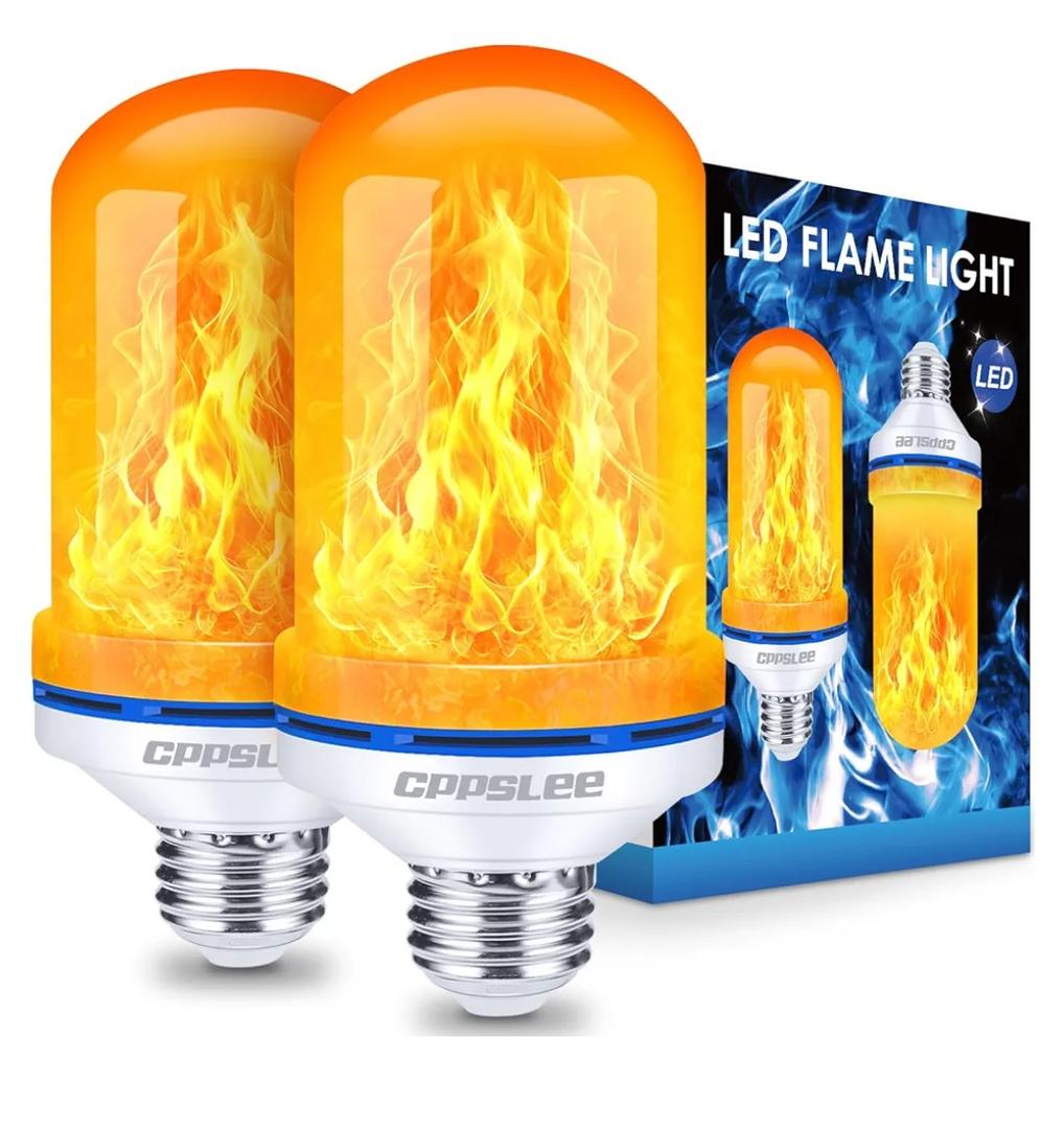 CPPSLEE Upgraded LED Flame Light Bulbs, 4 Modes Flickering Light Bulbs, E26 Base Fire Flame Bulb for Christmas Decorations Outdoor, Halloween Lights Patio Indoor Home Decor (Yellow, 2 Pack)