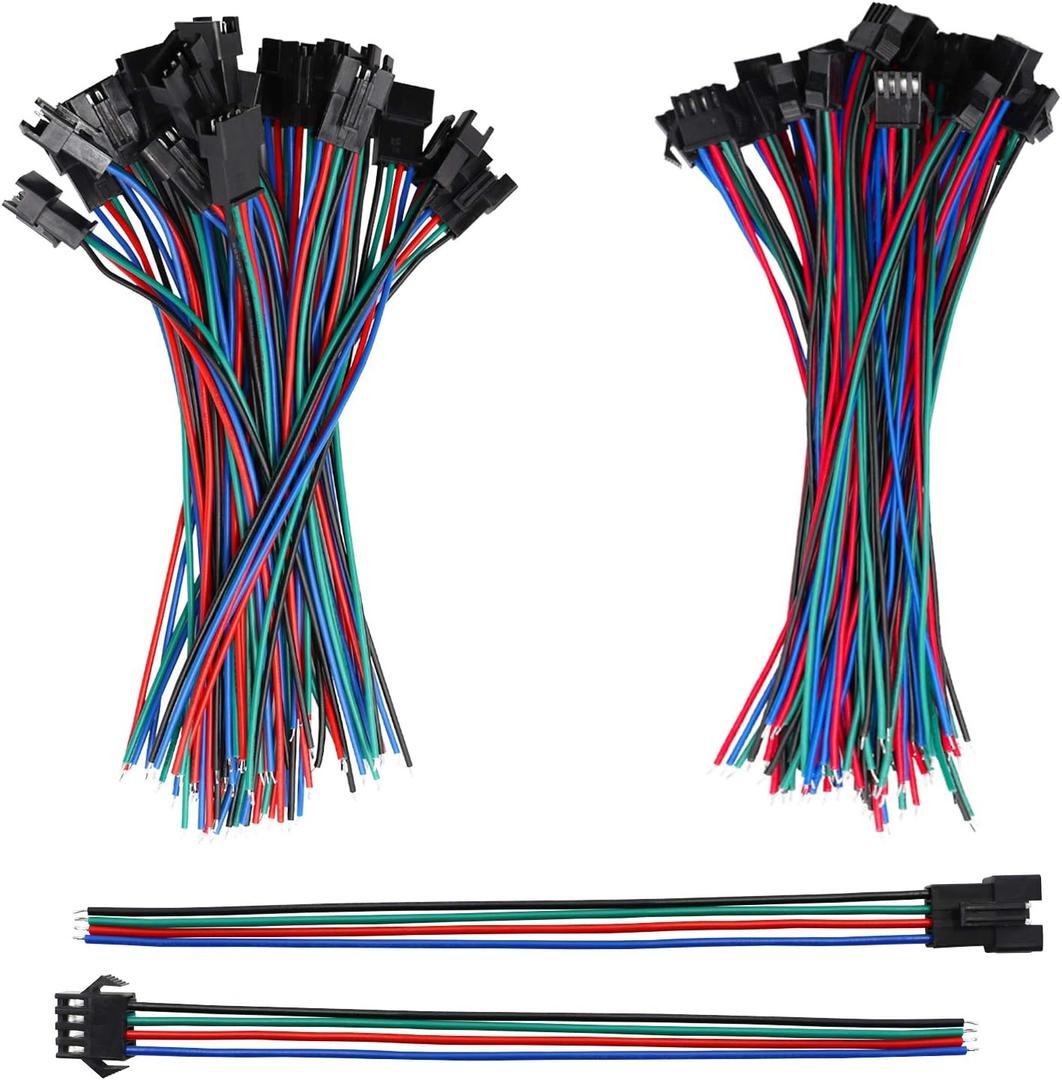 mxuteuk 20 Pairs 22 AWG JST SM Plug 4 Pin Male to Female LED Wire Connector Adapter Electrical Cable 150mm for Led Strip 5050 3528