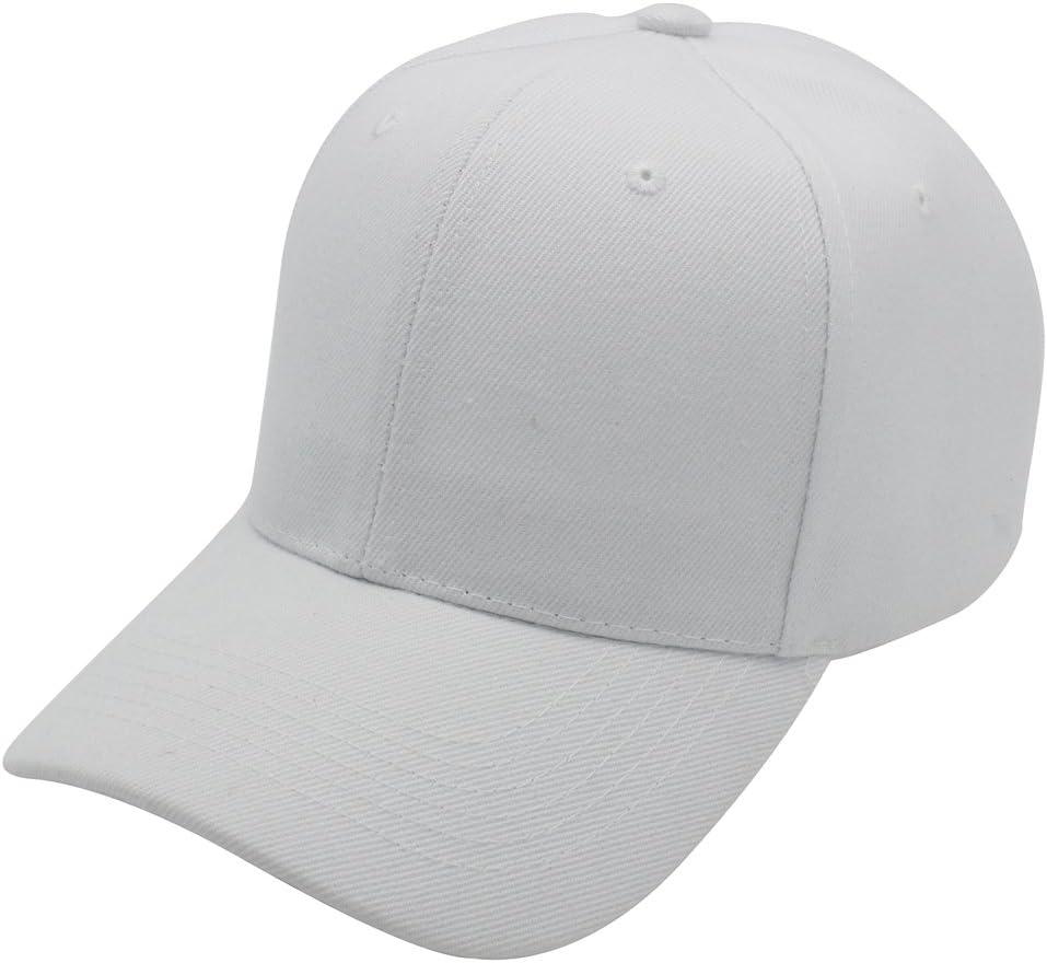 Top Level Baseball Cap Men Women - Classic Adjustable Plain Hat (One Size, White)