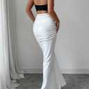 GORGLITTER Women's Halter Maxi Dress Ruched Bodycon Formal Birthday Evening Elegant Wedding Guest Cocktail Dresses (S)