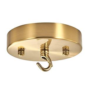 ZOOSSI 4.72 Inches Steel Light Canopy Kit, Vintage Chandelier Ceiling Plate with Hook, Retro Pendant Light Canopy Kit with All Mounting Hardware for Pendant Light or Chandelier Satin Brass