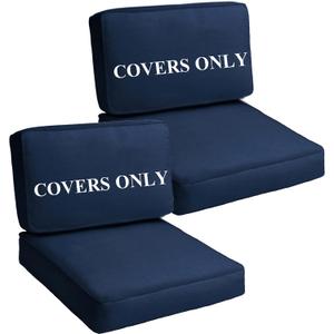 Patio Cushion Covers Replacement Outdoor Seat Cushions Cover for Patio Furniture, 4Pcs Deep Seat Bottom and Back Cushion Cover Set for Chair, Sofa and Couch, 28x28x6, 28x13x6, Blue