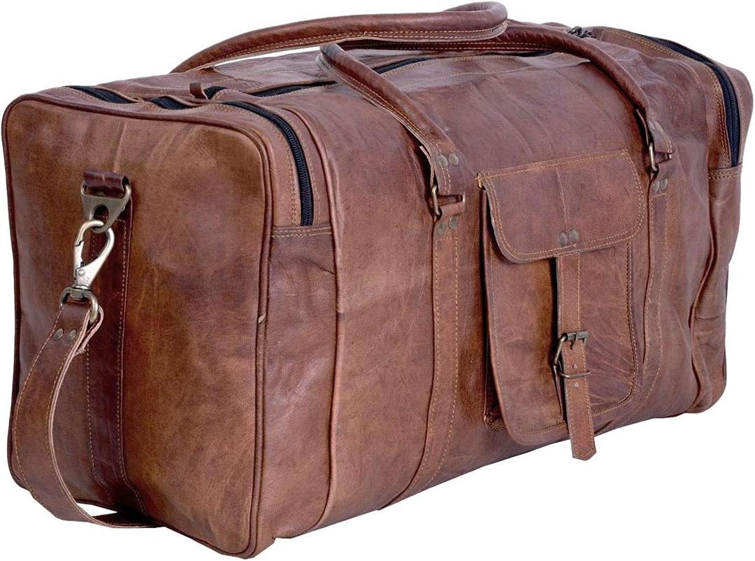21 Inch Vintage Leather Duffel Travel Gym Sports Overnight Weekend Duffle Bags for men and women, Medium