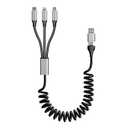Coiled Multi Charging Cable 4FT [MFi Certified] 5 in 1 Coiled Charging Cable for Car Coiled Universal Charging Cable USB A/USB C to Lightning(Data, Carplay, 2.4A), Type-C(Charge), Micro USB(Charge)