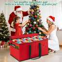 Christmas Ornament Storage Box, Xmas Decoration Organizer with 8 Tray, Christmas Storage Container with Dividers, Ornament organizer with Strong Handles for Holiday Decorations (Red)