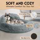 PetJett Dog Beds Large Sized Dog - 36'' Calming Round Bed, Washable Dog Bed - Anti-Slip Super Soft Donut Bed, Fluffy Faux Fur Anti-Anxiety Premium Comfort Pet Bed, Fits Dogs up to 80 lbs - Bright Grey