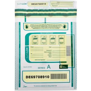 ControlTek SafeLok 9" x 12", Clear, 100 Bags, Tamper-Evident Deposit Bags for Cash Handling & Valuables, Moisture, Heat and Cold Sensitive Ink, Tear-off receipt + Large Barcodes 585087