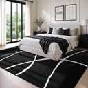 YIHOUSE 8x10 Washable Modern Abstract Black White Area Rug