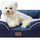 Bedsure Orthopedic Dog Bed Medium Size Dogs - Washable Medium Dog Cat Bed Waterproof, Comfort Pet Couch Sofa with Washable Removable Cover, Pets Bed with Nonskid Bottom, Blue Navy, 28"