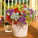 Artifical Flowers for Outdoors,24 Bundles Uv Resistant Artificial Outdoor Flowers for Decoration,Realisic Fake Flowers for Planters,Faux Silk Flowers for Outside Home Decor Indoor Window Box Vase