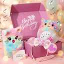 Niskite 8 Year Old Girl Birthday Gift: 8th Birthday Gift Set for Girls | Fuzzy Cat Diary with Lock, Bday Tumbler & Headband - Unique Basket Present for Daughter Granddaughter Niece