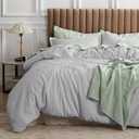 Bedsure Waffle Comforter Set King, Grey Soft Cotton Bedding, Waffle Weave Bed Set, 3 Pieces, 1 Comforter (104"x90") and 2 Pillow Shams, Premium Cotton Cover with Polyester Fill for All Seasons