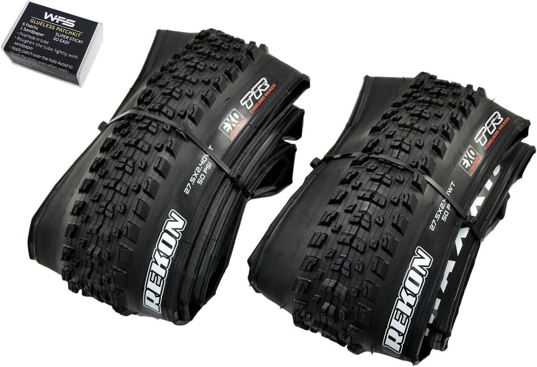 WFS Glueless Patch Kit with Maxxis REKON M349RU MTB Folding Tire TR EXO 27.5x2.4