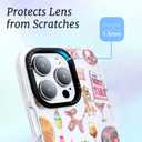 for iPhone 12 Case, Party Time Collage Pattern with Girly Pink Dogs & Cocktails, Military-Grade Drop Protection, Girly Pink Soft Slim TPU Protective & Camera Protection for Women Girls