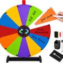 WinSpin 24" Tabletop Spinning Prize Wheel, DIY Modular Spin Doodle Game Spinner, Dry Erase Spinning Wheel for Carnival Games Events School Party, 12 Slots