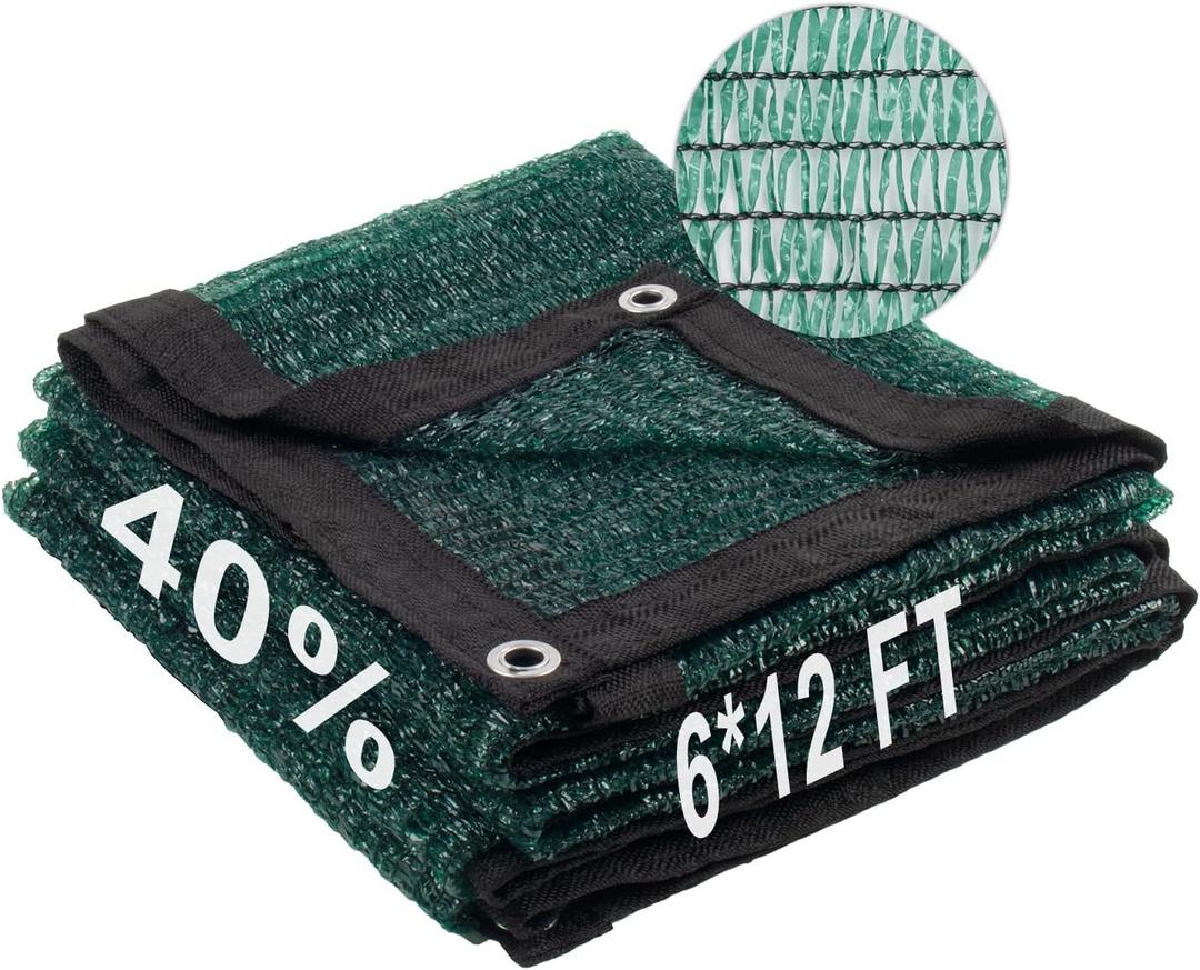 LOVE STORY 6x12FT 40% Dark Green Shade Cloth Sun Shade Net with Grommets Sunblock Net Mesh Tarp for Garden,Plants Cover,Greenhouse and Patio (6FTx12FT)