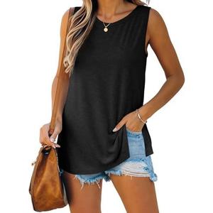 Imily Bela Womens Loose Fit Casual Flowy Tank Tops Crewneck Trendy Sleeveless Side Split Summer Tops Clothes Outfits 2025, XXL