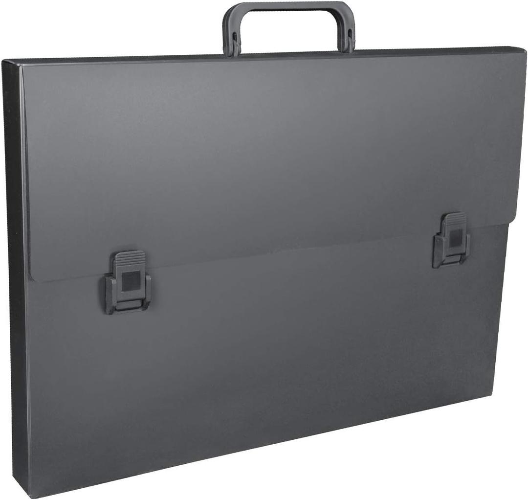 11x17 Portfolio Case Black Art Portfolio Folder for Tabloid Paper, Documents, Drawings, and Prints Lightweight Poly Organizer for Artwork, Business, or School Fits 1.5" of 11 x 17 Storage