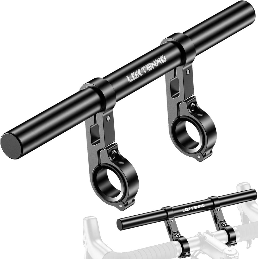 Bike Handlebar Extender - 11.81" Aluminum Extension with Aluminum Alloy Dual-Clamp Mounting Base for Bicycle and Motorcycle, Fits Handlebar Diameters of 0.875"/ 1.0"/ 1.125"/ 1.26"