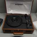 Vinyl Record Player 3-Speed Bluetooth Portable Suitcase Records Player with 2 Built-in Stereo Speakers, Belt-Driven Turntable for Vinyl Records, Support RCA Line Out, AUX Out (Brown)