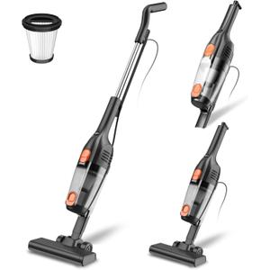 Corded Stick Vacuum Cleaner, 20000pa Powerful Suction Stick Vacuum with 16Ft Cord, 2 in 1 Lightweight Vacuum Cleaner for Hard Floor Pet Hair - Orange (Blackorange)