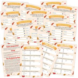 Thanksgiving Friendly Feud Quiz, Thanksgiving Party Games, Family Feud Games, Ice Breaker Game for Adults, Fall Party Supplies, Includes 12 Preliminary Cards and 3 Final Round Cards, ZC02