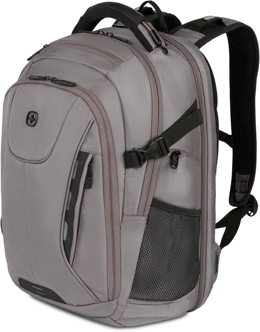 SwissGear Travel Tech Elite Laptop Backpack Fits Laptops up to 16 ScanSmart TSA-Friendly Backpack with USB Port, Shoe Compartment & Organizer Pockets Grey Ballistic