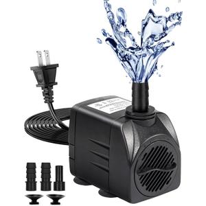 Fountain Pump, 220GPH Submersible Water Pump Outdoor, Ultra Quiet Water Fountain Pump for Pond Waterfall, Fish Tank, Aquarium, Hydroponics