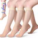 Shellwei 3 Pairs Sheer Compression Socks 20-30 Mmhg Knee High Compression Stockings Support Hose for Women (XX-Large, Nude)