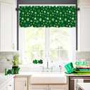 Nialnant St Patricks Day Kitchen Valances for Windows 54" W x 18" L, Green Clover Window Valances for Living Room, Rod Pocket Curtain Valance for Bathroom